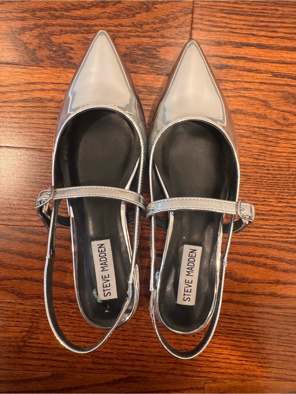 Steve Madden Metallic Silver Pointed Slingback Flats
